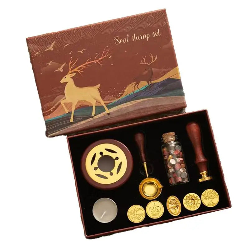 LIKE WISH Wax Seal Stamp Set Lacquered Stamp Sealing Wax Kit DIY Craft Supplies Wedding Invitation Decorative Sealing Wax Set Oasis Select As Shown
