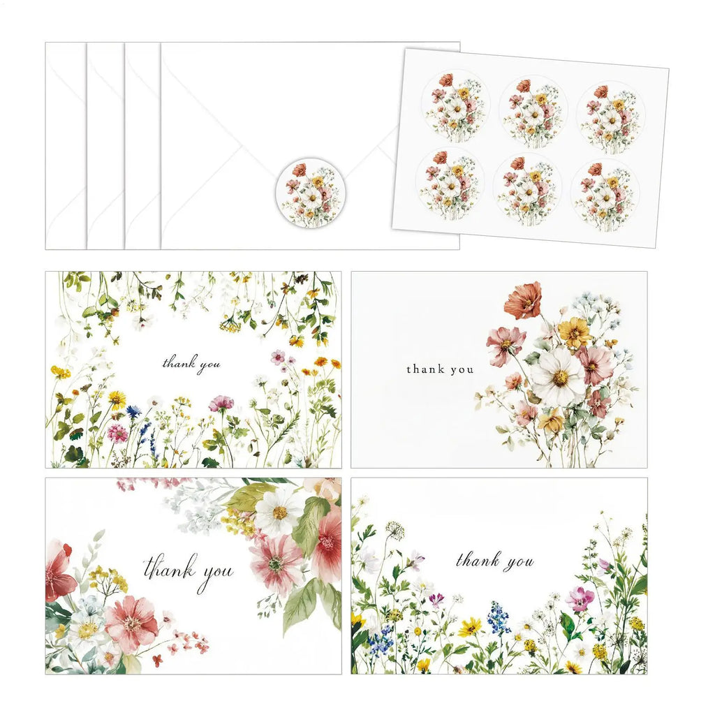 4Pcs Watercolor Floral Botanical Design Greeting Cards With Envelopes For Thank You Birthday Wedding Thank You Cards Oasis Select