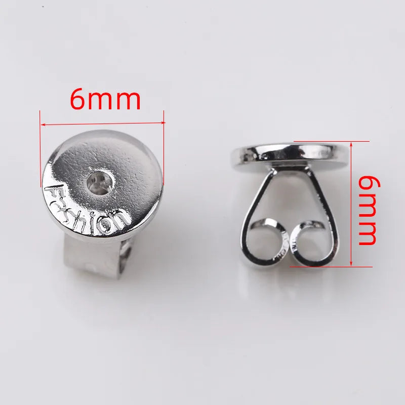 5Pairs 6/8mm Secure Spring Locking Earring Backs Replacements 18K White Gold Plated for DIY Heavy Dangle Earring Posts Jewelry Oasis Select White Gold 6mm