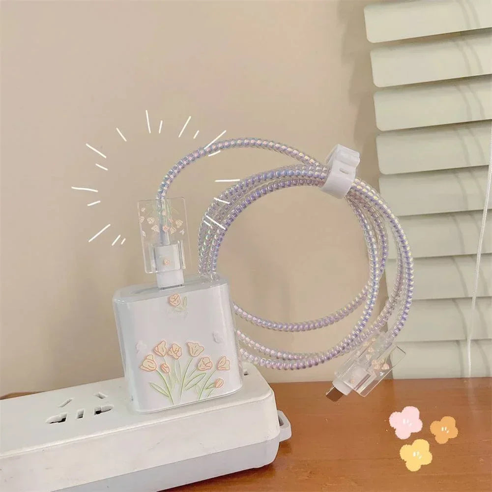 Cute Floral iPhone Charger & Cable Cover – TPU Protective Case