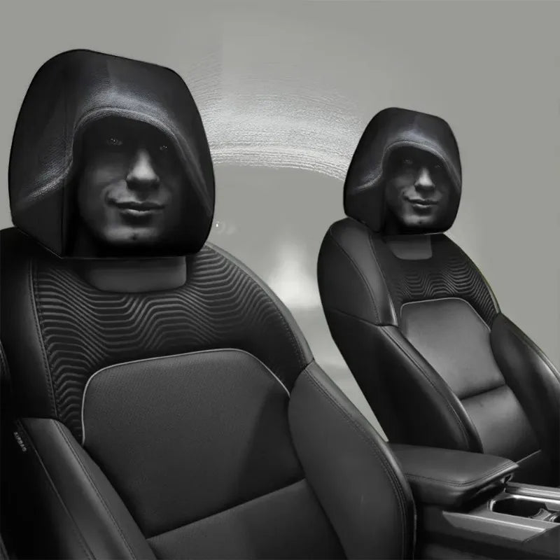 Fun Hooded Figure Printed Car Headrest Covers Funny Creative Auto Seat Neck Protector Pair For Vehicle Interior Decor Novelty Oasis Select