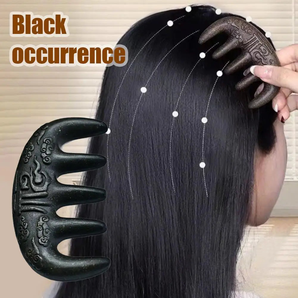 Polygonum Multiflorum Massage Comb Natural Handmade Five-tooth Meridians Scalp Massager Wide Tooth Comb Head Scraping Massage Oasis Select