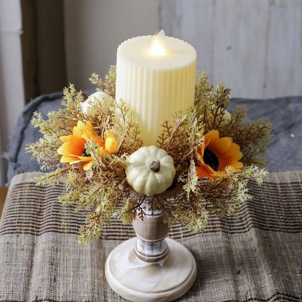 25cm Artificial Pinecone Candle Wreath Autumn Party Decor Pumpkin Maple Leaf Thanksgiving Day Wreath Party Home Ornaments Oasis Select