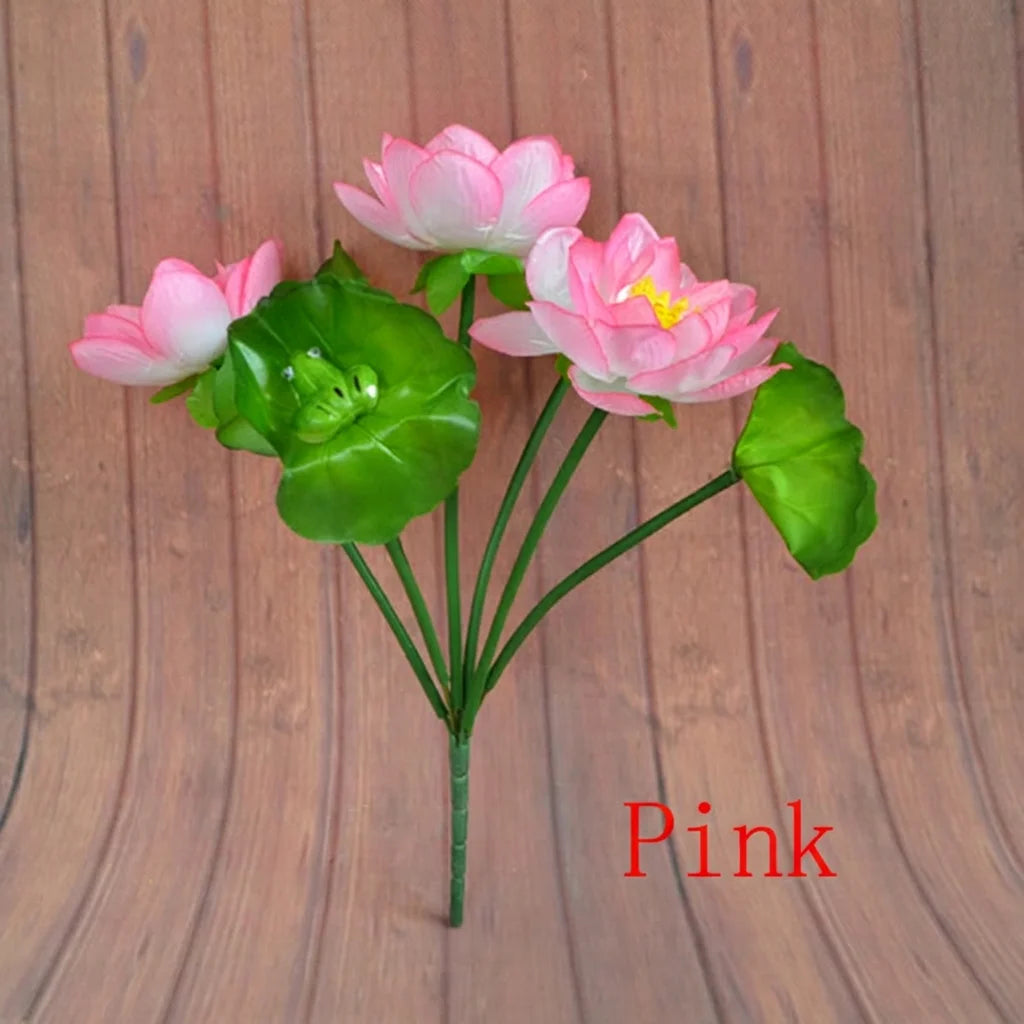 Artificial Silk Lotus Flower Stem – 7-Head Décor & Photo Prop