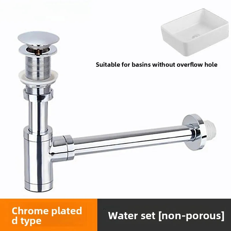 Brass Modern Round Bottle P trap 1 1/4, Sink Drain Pipe P trap Kit Antique with Pop up Drain Oasis Select D 1