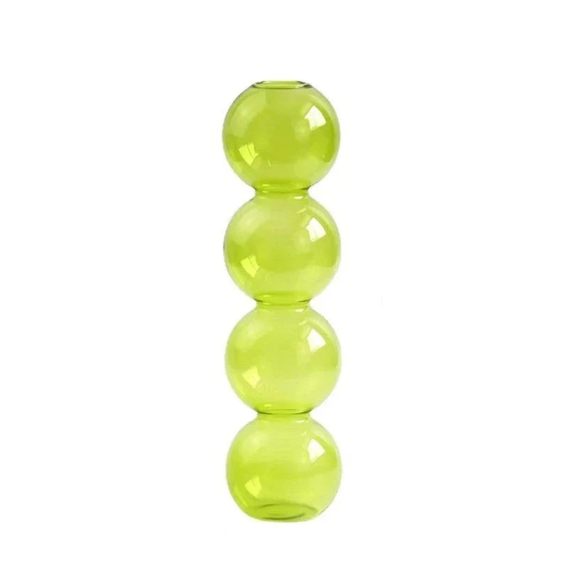 Nordic Glass Bubble Vase - Clear Hydroponic Planter for Home Desk Decor, Cute Simple Gift Idea & Flower Arrangement Decoration Oasis Select Green 4balls