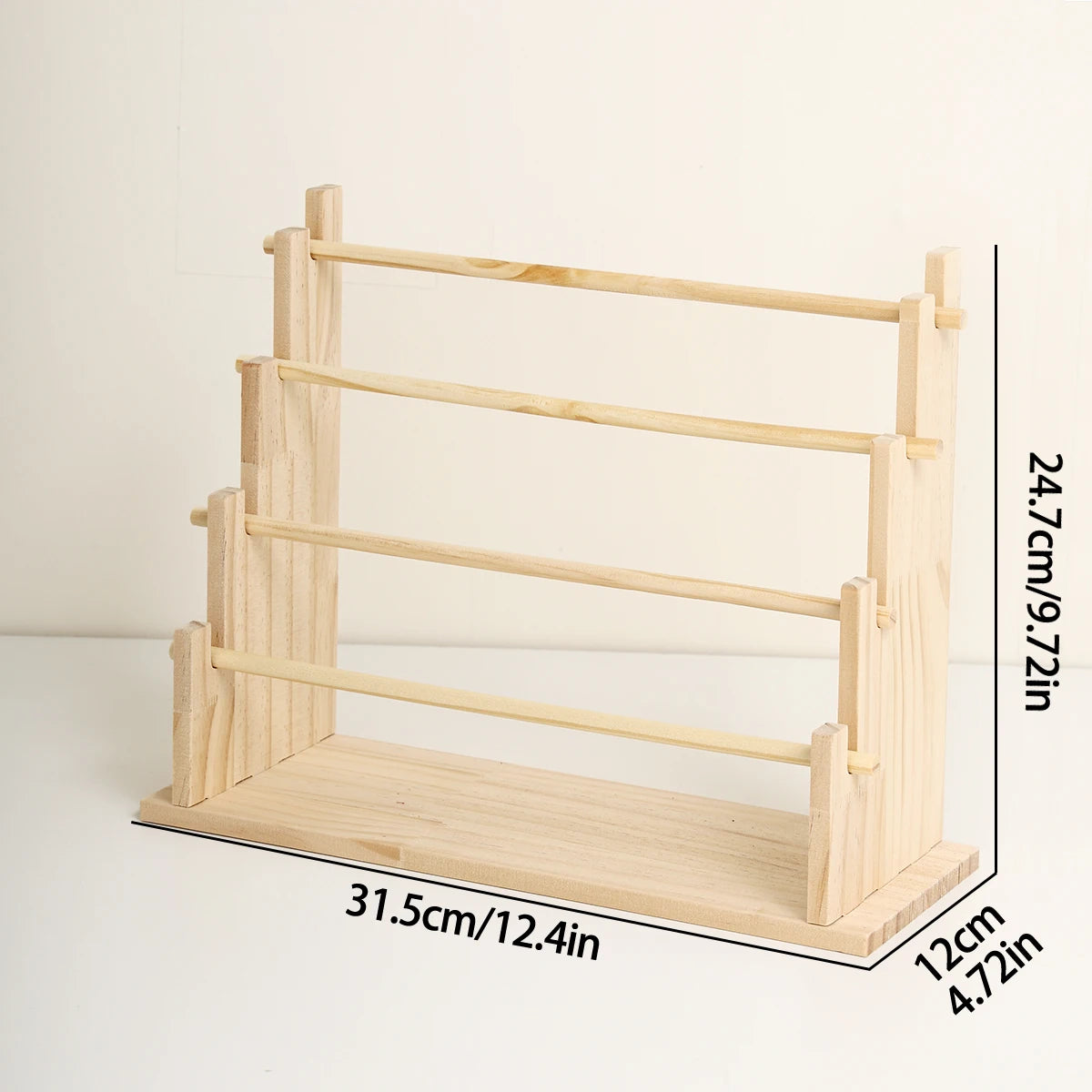 1pc Solid Wood 2-Layer/3-layer/4-Layer/5-Layer Hair Accessories Desktop Jewelry Stand Suitable for Hair Rope and Hoop Organizer Oasis Select 4layer- yellow