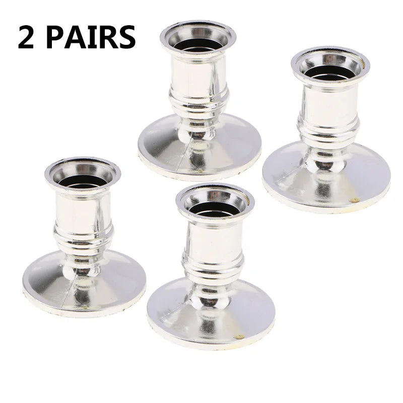 4-Pack Silver Taper Candle Holders | Classic Candlestick Base Set Taper Candle Holders Oasis Select Default Title