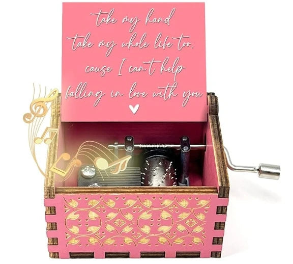 Wooden hand cranked music box falls in love, UV painted music box gives nostalgic handmade gift Oasis Select 7