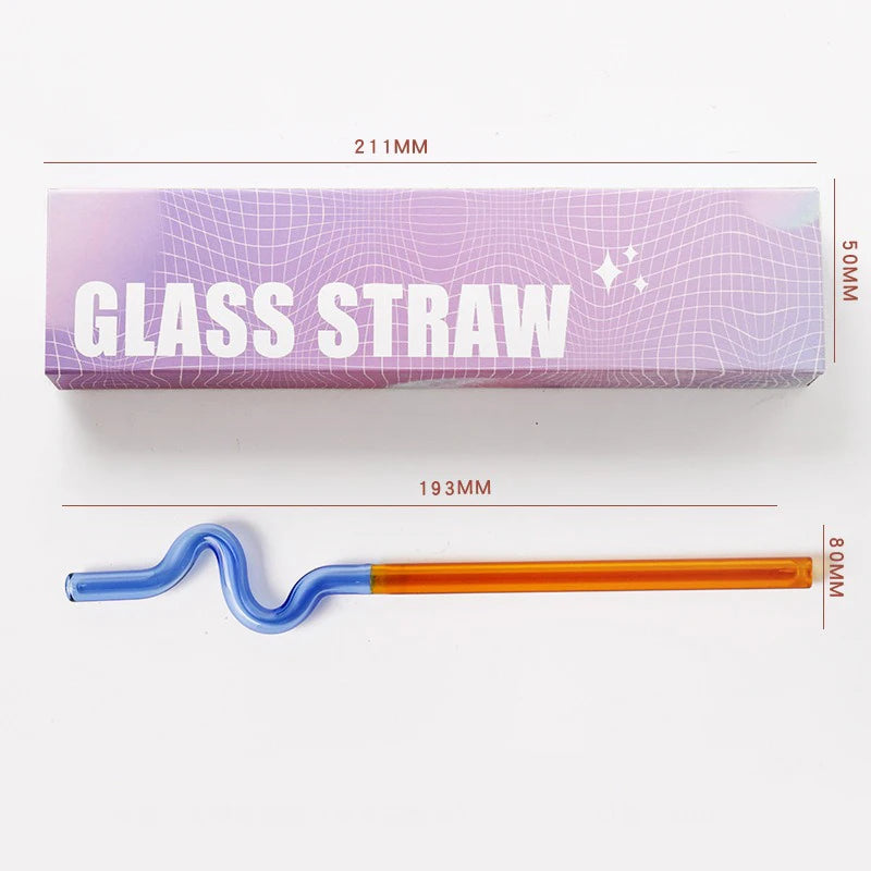 Knotted Colored Glass Straws Lightweight Smooth Edge Gift for Men Women and Kids Practical Stylish Versatile Suitable for Photos Oasis Select BJ00583