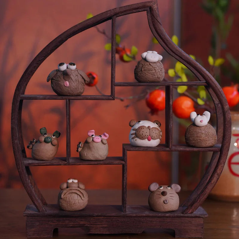 Ceramic Cute Mini Ornaments for Tourist Attractions, Hand-Pinched Animals, Cultural and Creative Decorations Tea Pets Oasis Select