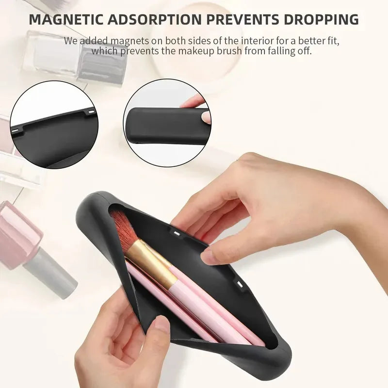 1/5pcs Silicone Brow Pencil Case Makeup Brush Eyeshadow Brush Storage Set Dust-Proof Simple Portable Travel Bag Specific Oasis Select