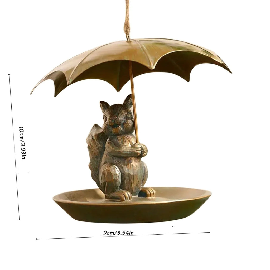 Metal Bird Feeder with Umbrella – Squirrel Cat Dog Garden Decor Garden Bird Feeder Oasis Select as shown One Size