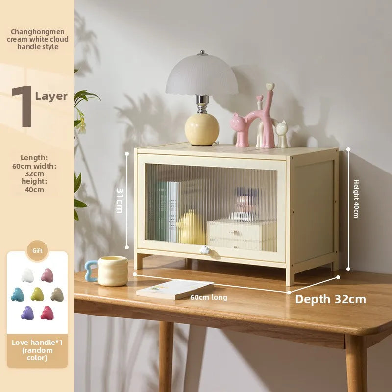 clamshell storage cabinet household living room multi-layer snacks dopamine chest bedroom bedside table storage cabinet Oasis Select One door 60 long