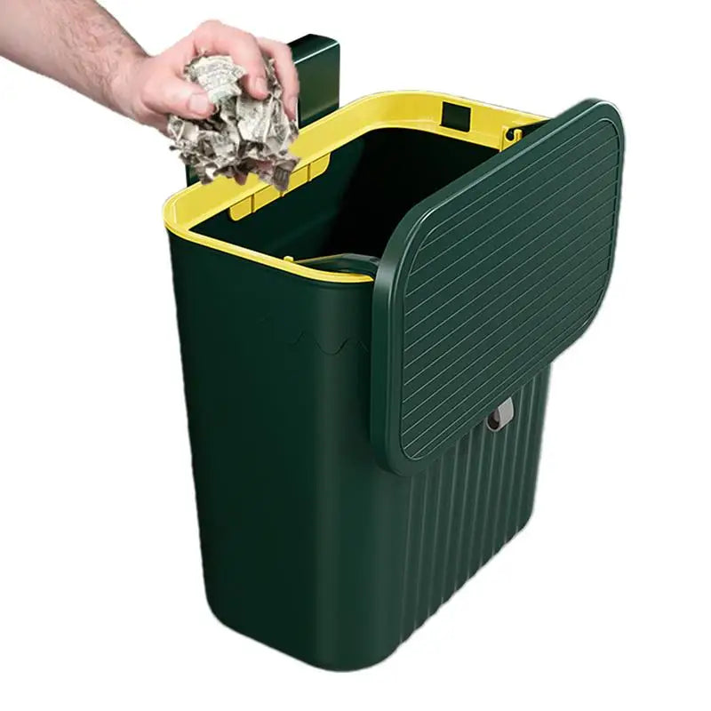 Hang Trash Can Kitchen Garbage Container Garbage Bin Trash Container With Lid Kitchen Accessories No Drilling Trash Container Oasis Select
