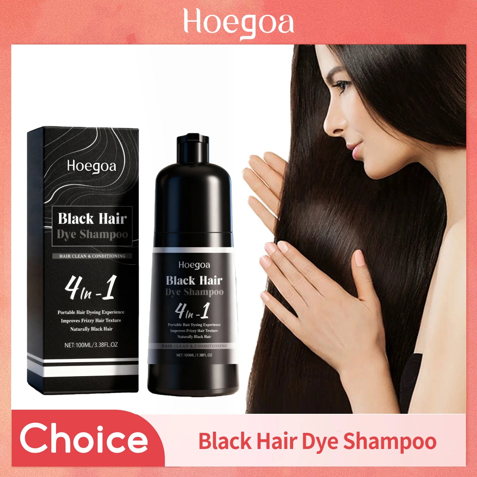 4 In 1 Black Hair Dye Shampoo Coverage White Grey Hair Moustache Moisturize Repair Hair Nourish Scalp Herbal Darkening Shampoo Oasis Select