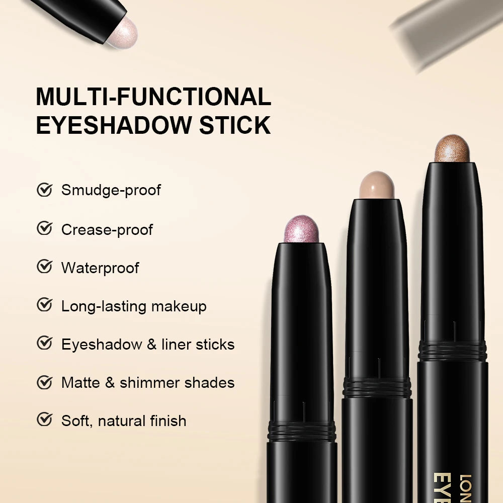 10 Colors Longwear Crease-proof Eyeshadow Pencil Stick Lasting Glitter Shimmer Matte Eye Shadow Highlighter Pen Eyes Makeup Too Oasis Select
