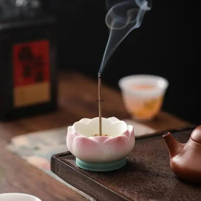 Incense Burner Ceramic Lotus Incense Holder Offering Incense Burner, Aromatherapy Burner Tea Ceremony Oasis Select