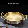 Korean Frying Pan Stainless Steel Paella Pan with Gold Handle Cooking Pot Seafood Rice Pans Non Stick Skillet Kitchen Cookware Oasis Select Gold 20cm