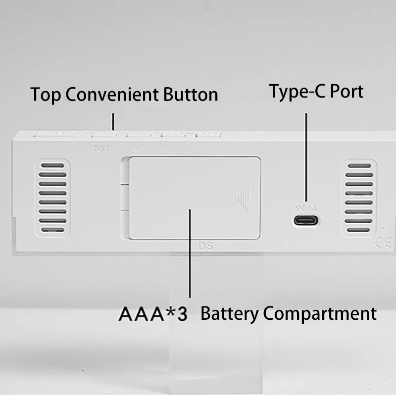 LED Digital Alarm Clock – Dual Alarm, Temp & Ambient Light
