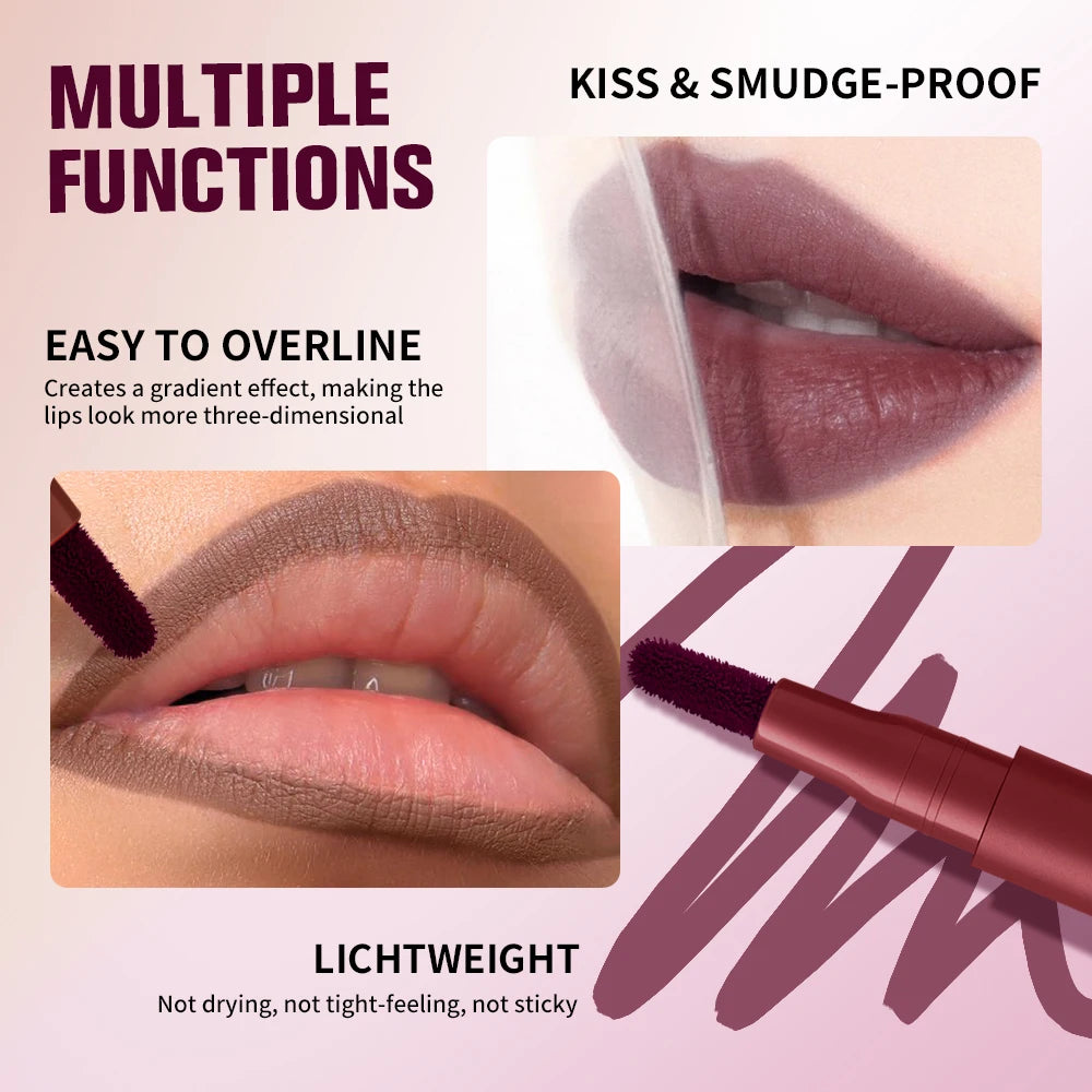 Lakerain Lip Contour Lip Stain Pen Smudge-proof Non-stick Cup Moisturizing Lip Makeup Cosmetic 2-in-1 Lip Stain & Liner Oasis Select