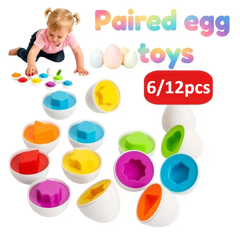 6/12pcs Color &Shape Matching Eggs Toy Set,Simulated Egg Shapes with Storage Box,Geometric Color Learning for Kids Children Toys Oasis Select