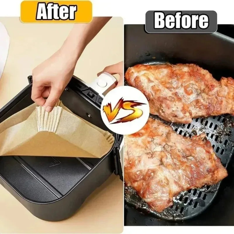 Air Fryer Paper Liners Disposable Oil-Proof Waterproof Baking Paper Round Square And Rectangle Parchment Kitchen Party Supplies Oasis Select
