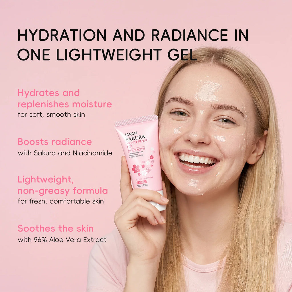 LAIKOU Sakura Gel Cream – Hyaluronic Acid, Niacinamide & CICA 50g Facial Gel Moisturizer Oasis Select