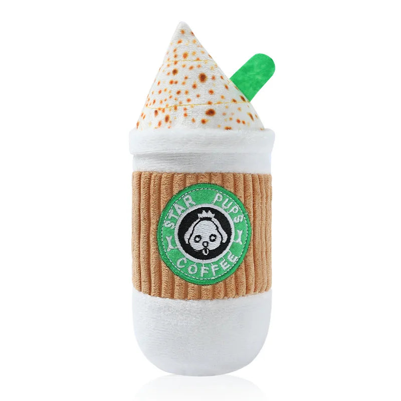 Dog Bite Sound Toy Fun Pizza BB Is Called Interactive Training Bite Resistant Artificial Pet Teething Dog Toys for Small Dogs Oasis Select Latte cup sound