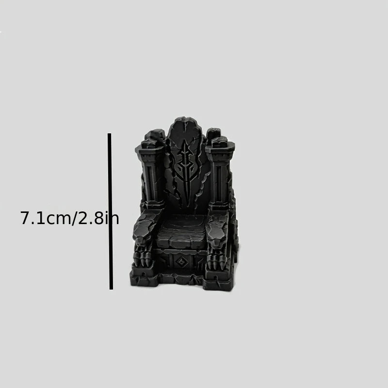 Gothic Mini Stone Throne Figurine 3D Printed Medieval Tabletop Game Chair Statue Throne Ornament Board Game Dollhouse Desk Decor Oasis Select throne black
