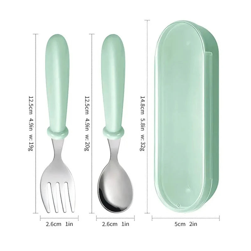 304 Stainless Steel Portable Cutlery Set – Fork, Spoon & Box Portable Cutlery Set Oasis Select green