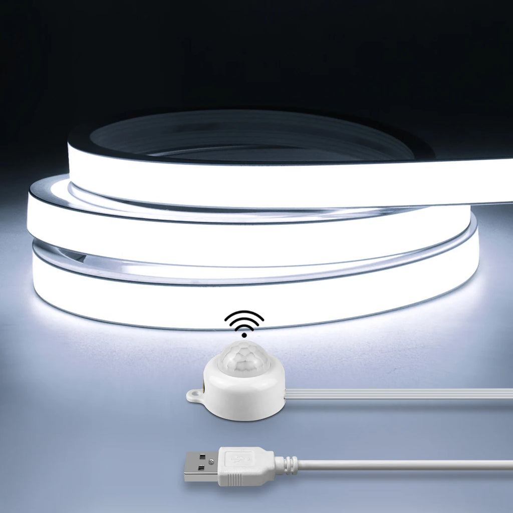 Motion Sensor COB LED Neon Strip Lights Pure Silica Gel DC5V USB Smart Human Body Induction Kitchen Bedroom Night Security Lamp Oasis Select