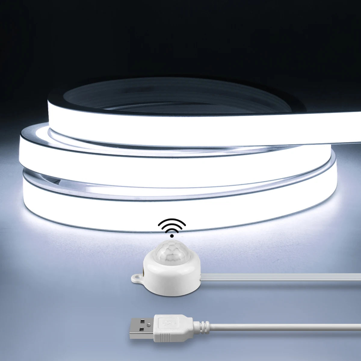 Motion Sensor COB LED Neon Strip Lights Pure Silica Gel DC5V USB Smart Human Body Induction Kitchen Bedroom Night Security Lamp Oasis Select