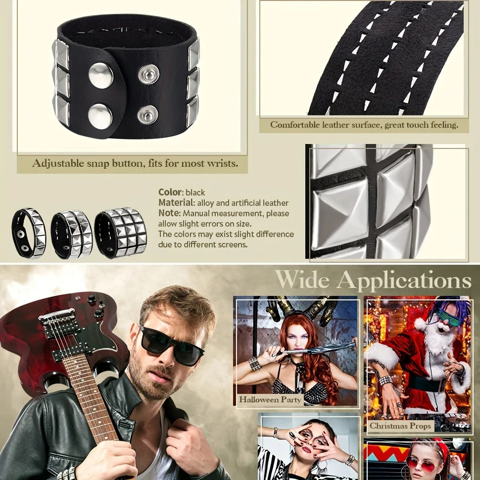 Gothic Nail Bracelet Punk Hip-Hop Rivets Casual Couple Bracelet Party New Year's Christmas Valentine's Day Birthday Gift Oasis Select