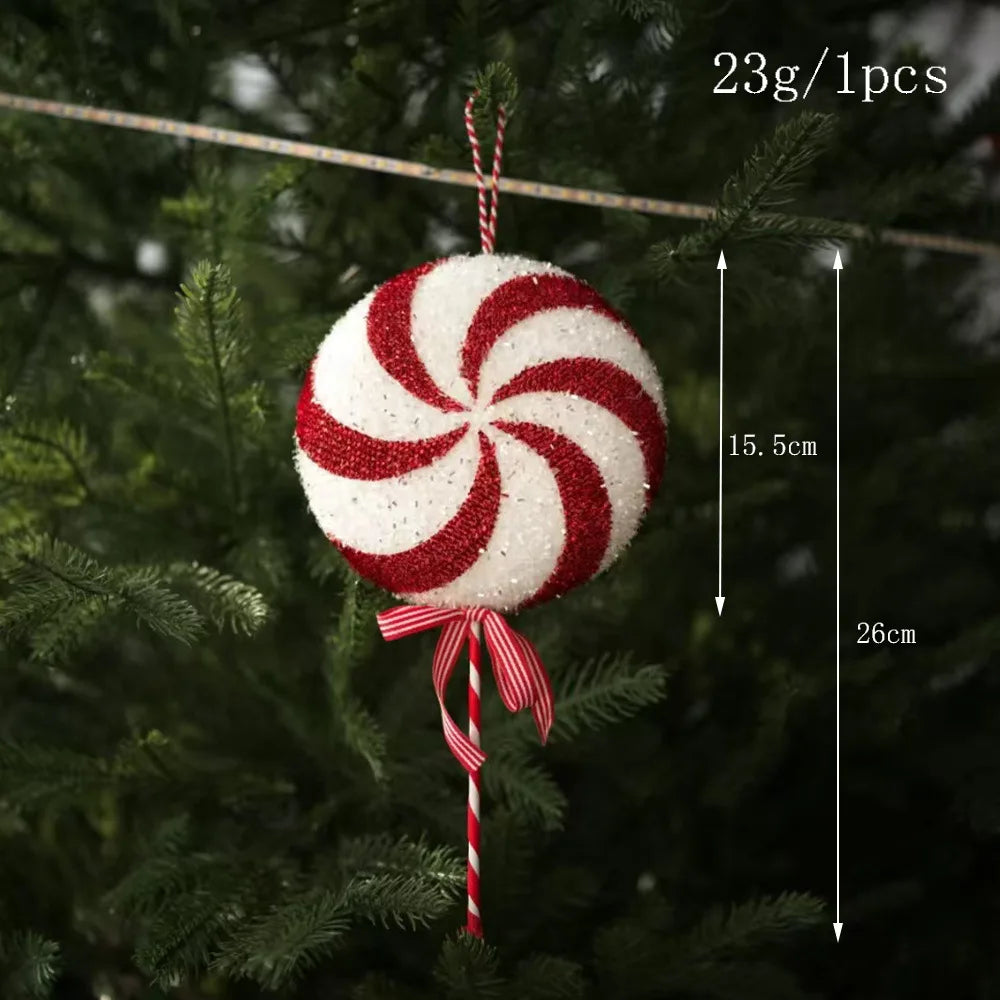 Christmas Tree Ornaments Red and White Walking Sticks Candies Christmas Ball Decorations Scene Arrangement Christmas Decor Oasis Select Lollipop L