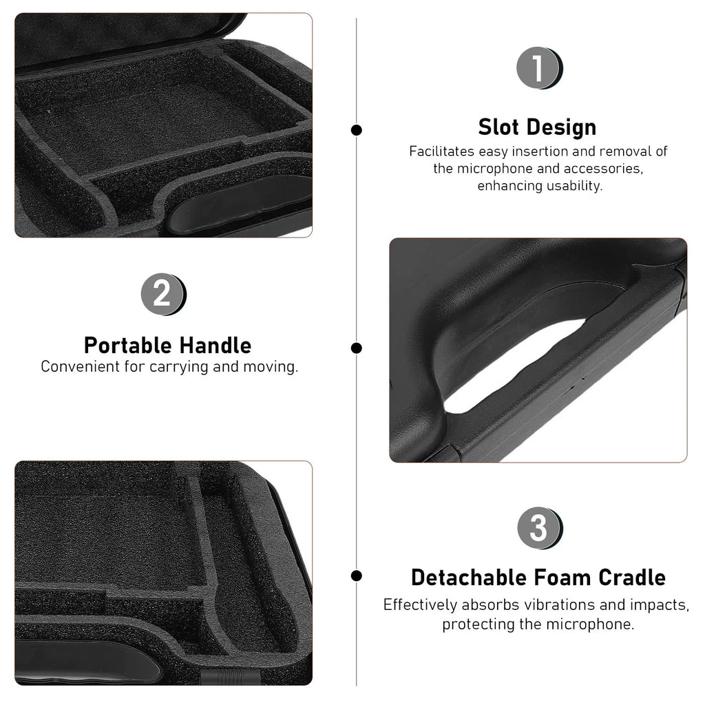 Mic Storage Box Microphone Carrying Case Fit for SM58 Portable Handle Design Detachable Foam Mic Storage Bag for Travel Oasis Select