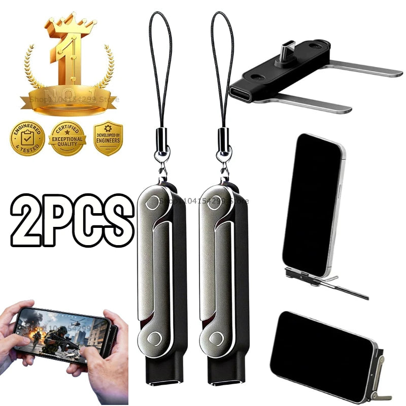 USB Type C Flat Charger Charging Cable C Kick Cable Stand with Invisible Support Foldable Phone Holder 240W Charge Wire Bracket Oasis Select Black-2PCS
