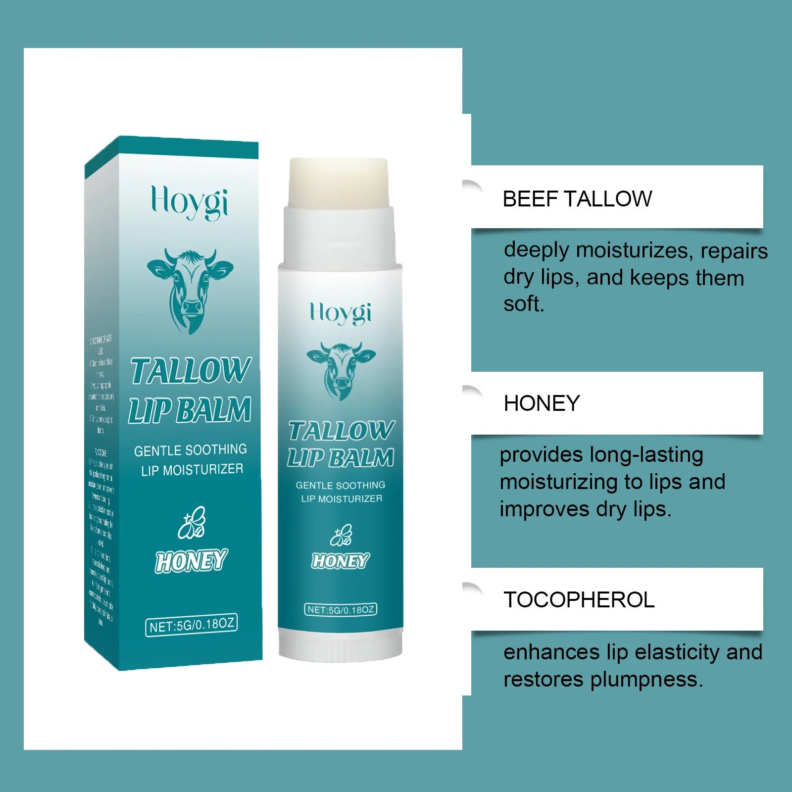 Hoygi Lip Balm – Lemon, Turmeric & Tallow for Chapped Lips Moisturizing Lip Balm Oasis Select