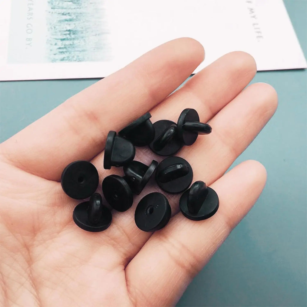 50/100pcs Black Rubber Pin Backs for Tie Tack Lapel Holder Clasp Cap Keepers Brooch Badge Jewelry Making Supplies Accessories Oasis Select