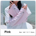 1 Pair Lightweight Sun Protection Arm Covers Loose Fit Cool Ice Silk Arm Guard Cuff Polyester Solid Color Ice Sleeve Oasis Select Pink