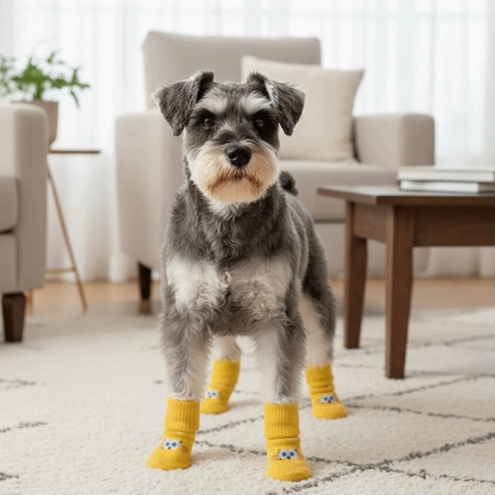 4-Pack Cartoon Anti-Slip Pet Socks for Dogs & Cats | S/M/L