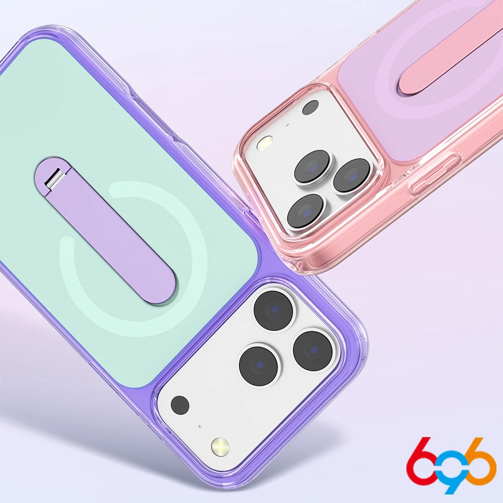 2-in-1 Phone Holder Protective Cases For IPhone 17 Pro Max 16pro 15 14 13 Fold Bracket Magnetic Case For Wireless Charging Cover Oasis Select