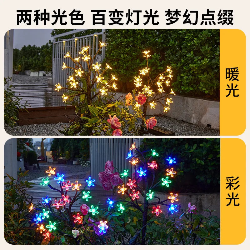 LED Solar Waterproof Cherry Blossom Branch Lamp, Firefly Garden Outdoor Lawn Ground Insert Lamp Oasis Select