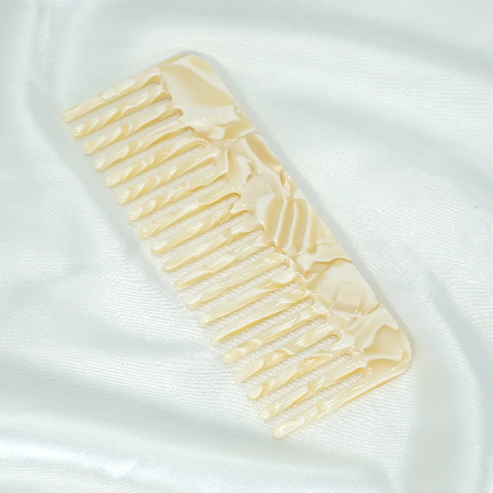 Acetate Hair Comb Set - Wide Tooth Detangling Comb, Anti-static, Tortoise & Colorful Pattern, for Curly/Thick Hair, Daily & Trav Oasis Select sz322-yellow