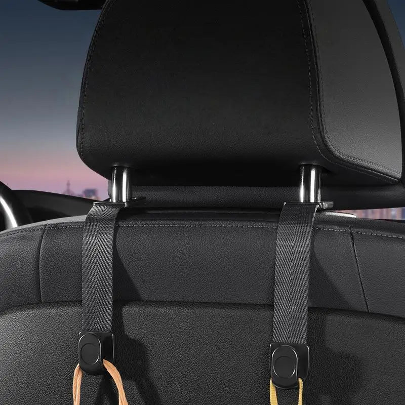 2Pcs Car Seat Back Webbing Hanger Adjustable Car Rear Front Seat Bag Storage Hook Car Back Seat Sundries Organizer Clip Oasis Select