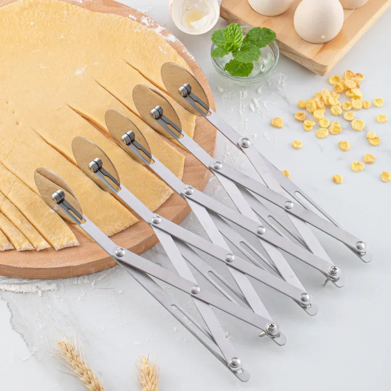 Cutter Dough Divider 3/5/7 Wheel Dough Knife Flexible Roller Blade Pizza Pastry Peeler Stainless Steel Baking Pan Tool Oasis Select