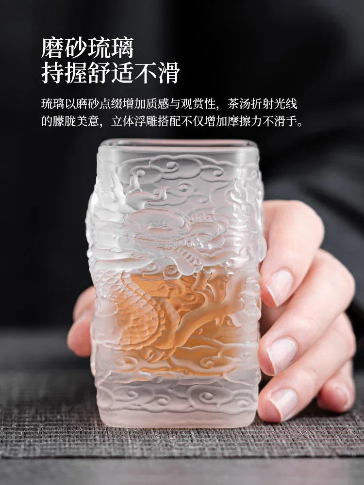 Personalized Creative Glass Tea Cup Golden Dragon Cup Heat-resistant Glass Master Single Cup Oasis Select