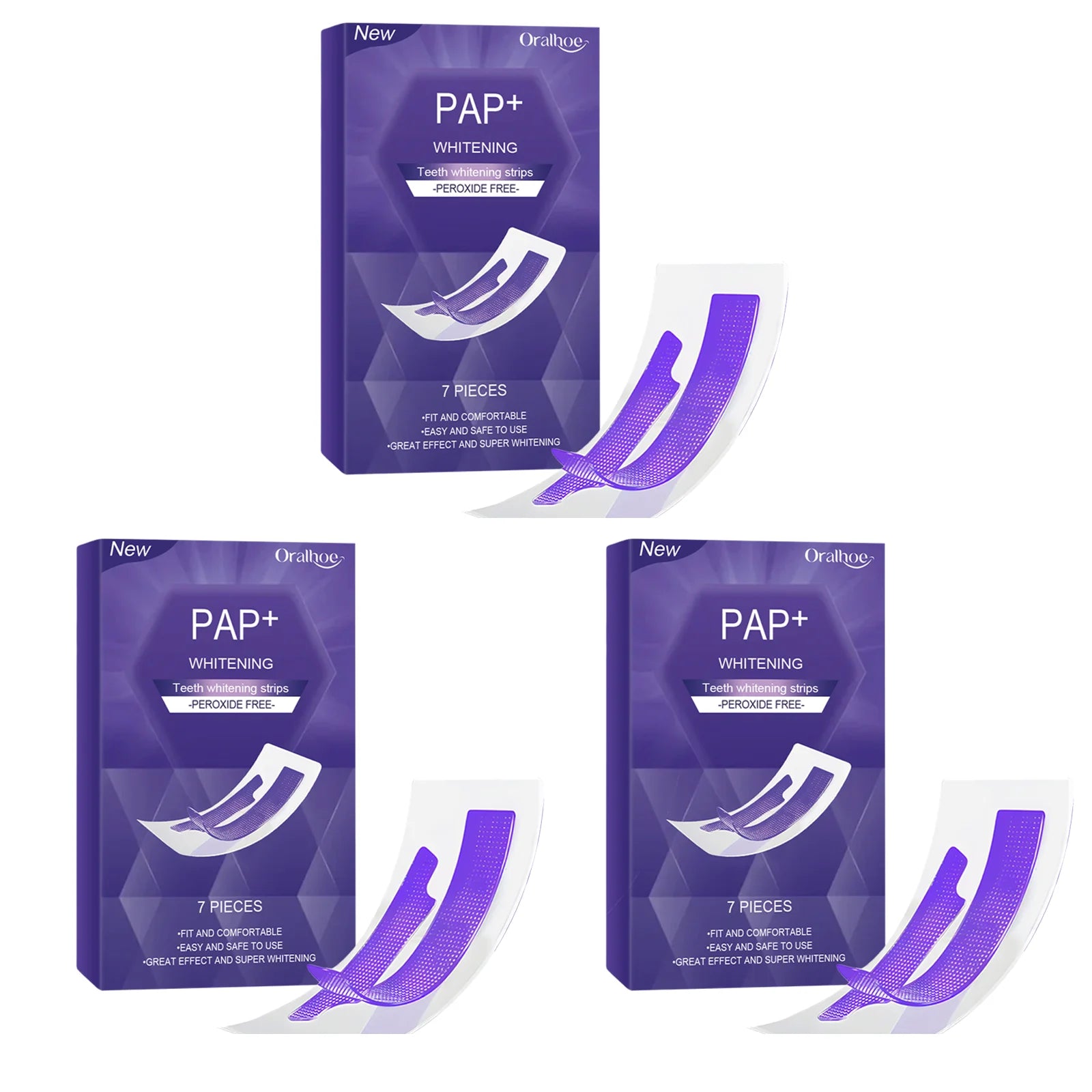 Purple Teeth Whitening Strips Bleaching Stains Remove Oral Whitening Supplies Tooth Stickers Remove Stains Care Stripes Oasis Select 3box (21pcs)