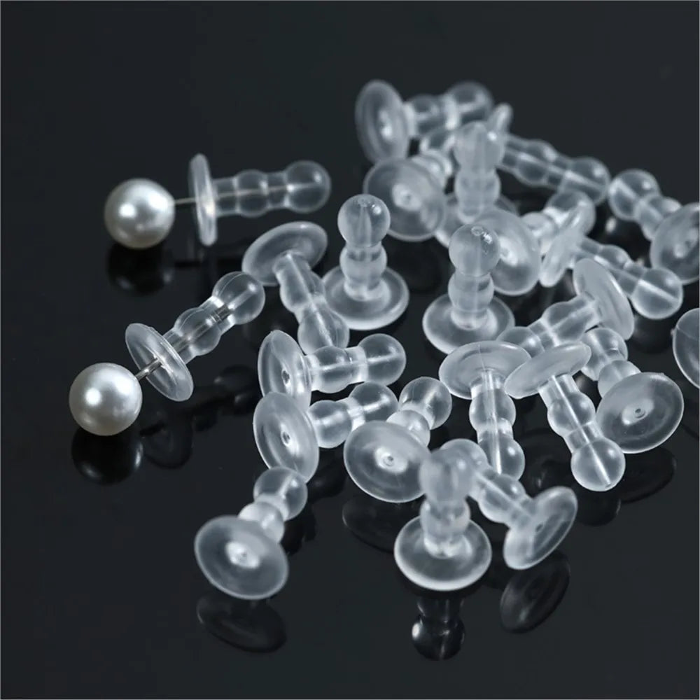 50pcs Comfort Impenetrable Soft Big-Long Earring Backs for Pierced Ears TPE Medical Grade Material Fit with All Types of Earring Oasis Select