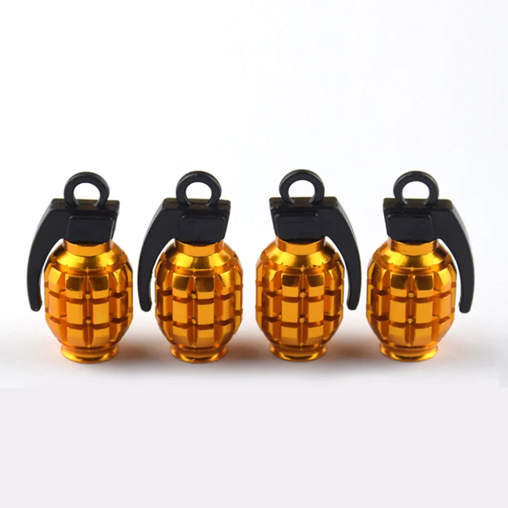 4pcs Car Tire Valve Cap Aluminum Grenade Tyre Valve Stems Cover Air Dust Caps Tire Valve Truck Bike Wheel Rim Valve Stem Caps Oasis Select 4pcs